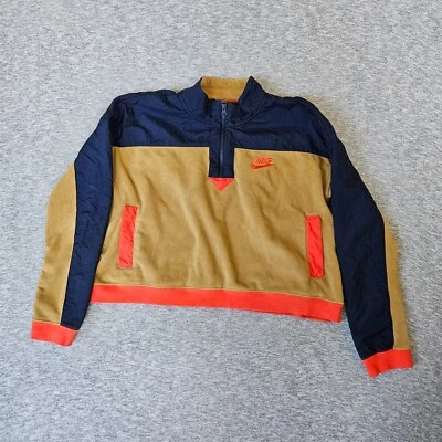 NIKE Mujer Ropa Deportiva Media Cremallera Polar Polar Polar Pullover Talla Grande Marrón Azul Foto 1 de 4