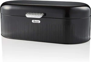 Retro Style Steel BreadBin Kitchen Food Loaf Storage Box Bin Container Black - Picture 1 of 3
