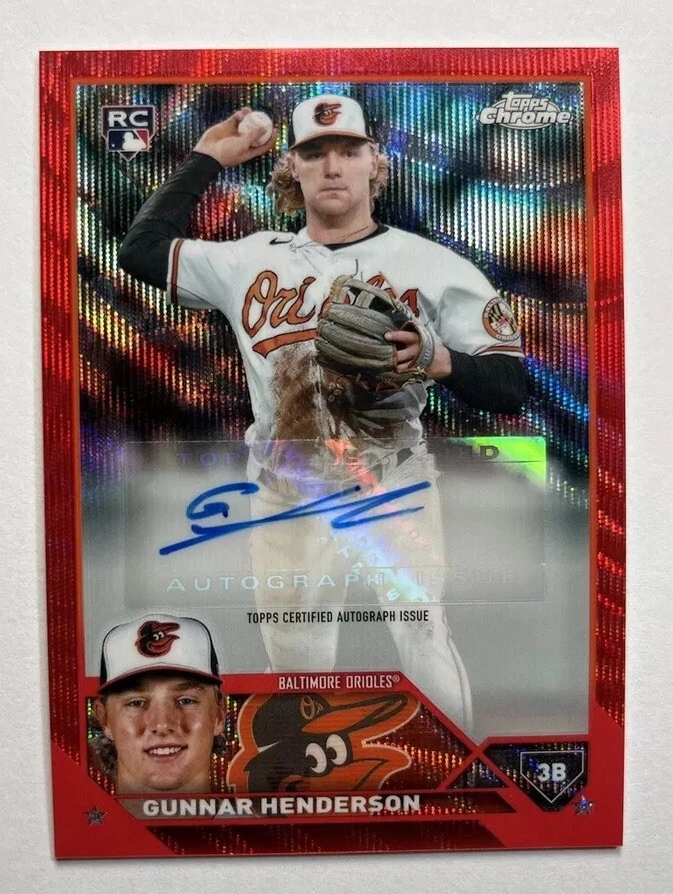 Gunnar Henderson 2023 Topps Chrome Update Rookie Auto Red Wave /5 Orioles VSC