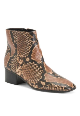 NINE WEST Cabra 3 WOMEN'S SNAKESKIN PRINT BLOCK HEEL ANKLE BOOTIES SIZE 6.5 NEW - Image 1 of 4