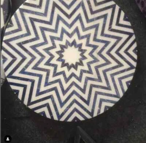Mesa redonda de mármol de 24" con incrustación de centro de comedor de café malaquita lapislápislázuli antiguo h1 - Imagen 1 de 4