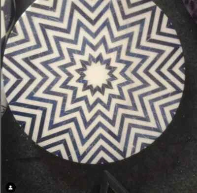 24" round Marble Table Top Coffee Dining Center Inlay Malachite lapis antique h1 - Image 1 of 4