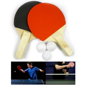 1 Pair Table Tennis Ping Pong Racket Paddle + 3pcs Balls Racquet Set Tournament - Picture 1 of 1