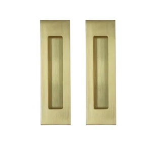 2x Flush Pull handle (pair) 160 x 45 mm Brushed gold sliding door Cabinet - Picture 1 of 1