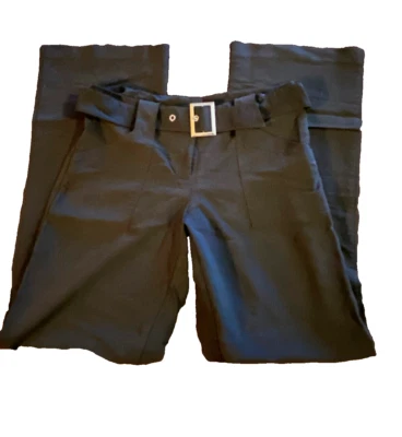 Tracy Evans Pants Junior Womens 11 Solid Black Belted Silver Buckle Dress Pants - Imagem 1 de 4