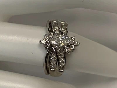 14K WHITE GOLD ESTATE EARTH MINED DIAMOND LADIES ENGAGEMENT  RING - Image 1 of 4