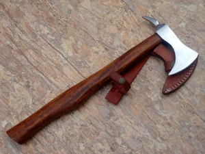 Beared Spike Tomahawk High Carbon Steel Axe Hatchet With Leather Sheath 2304 - Picture 1 of 7