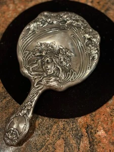 UNGER BROS. ART NOUVEAU STERLING SILVER HAND MIRROR EVANGELINE NO MONO STUNNING! - Picture 1 of 24