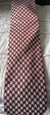 Enrico Coveri 领带丝绸千鸟格栗色/白色 — 第 1/4 张图片