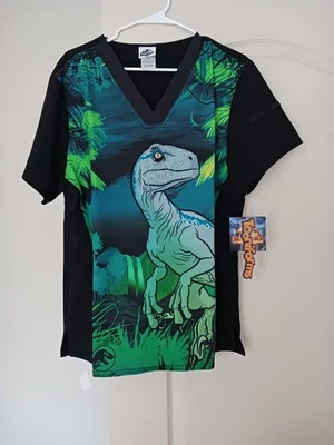 Jurrasic Park Scrub Uniform Top Mens Small Poly Spandex NWT - Image 1 of 4