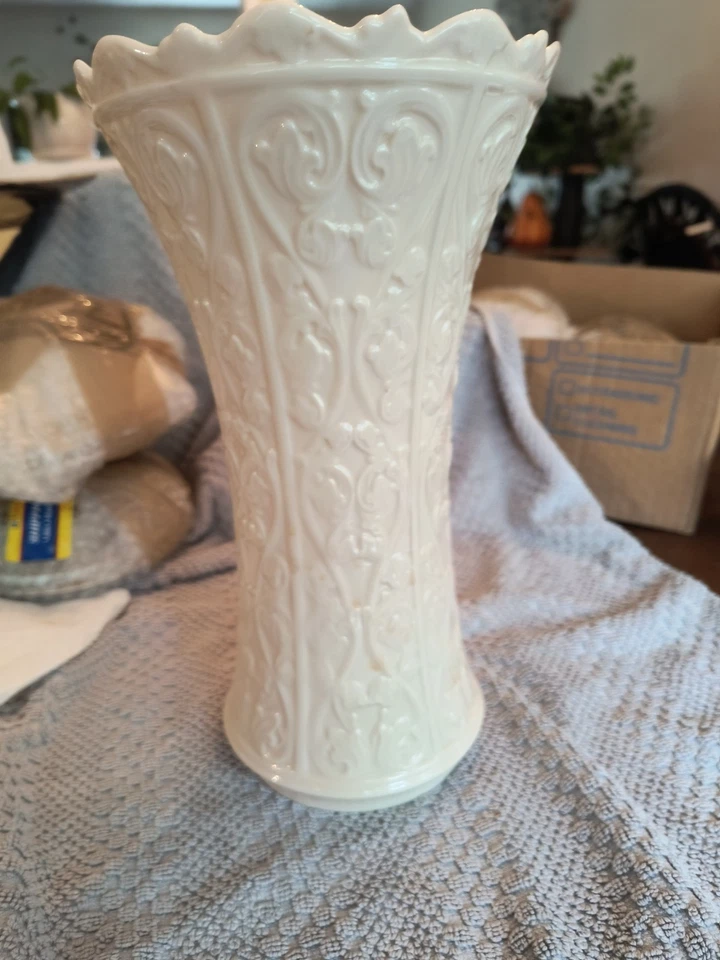 LENOX WENTWORTH 11 INCH VASE SCROLL VINE PATTERN,SCALLOPED RIM,FLARED NO DAMAGE  - Image 1 of 2