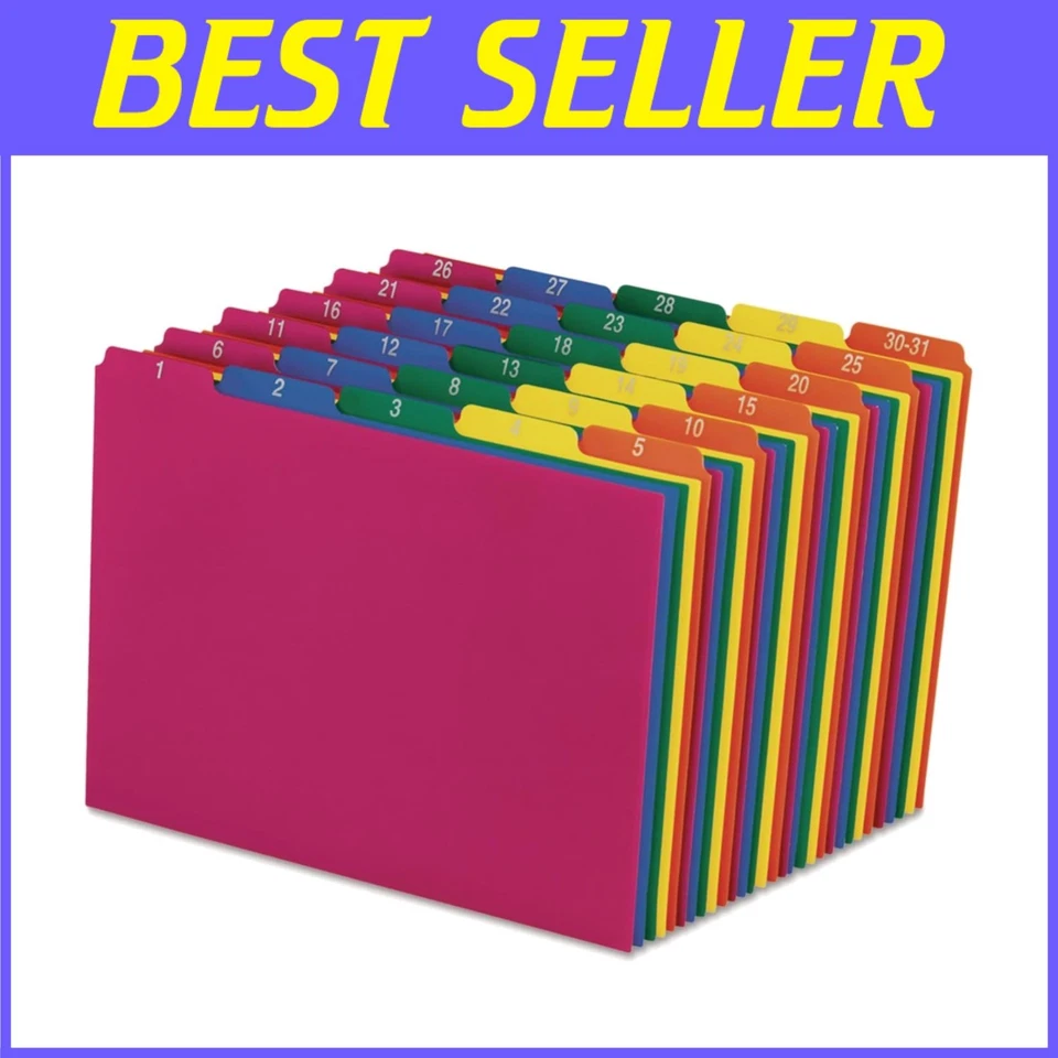 Vibrant Daily Top Tab File Guides, Polypropylene, Set of 31 - Image 1 of 4