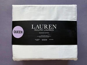 LAUREN-RALPH LAUREN HOME DUNHAM SATEEN-WHITE QUEEN 4-pc. SHEET SET-MSRP $105 NEW - Picture 1 of 5