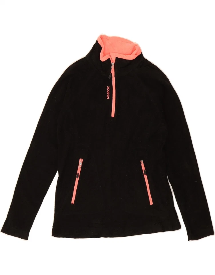 Jersey polar REEBOK para mujer con cremallera cuello Reino Unido 10 pequeño negro poliéster CH06 Foto 1 de 3