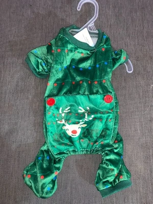 Pet London Christmas Dog Outfit Lights & Reindeer Pattern S 8-10" Green Mix BNWT - Image 1 of 2