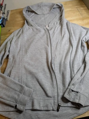 Chaqueta para mujer Marika talla grande gris con capucha cremallera completa abrigo manga larga ocio Foto 1 de 4