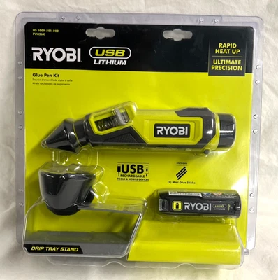 Kit de bolígrafo de pegamento de litio RYOBI USB con batería de litio USB de 2,0 Ah y cable de carga Foto 1 de 2