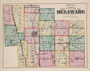 1875 OHIO - DELAWARE County Map ORIGINAL (16X12) Liberty - Brown - Orange - Picture 1 of 4