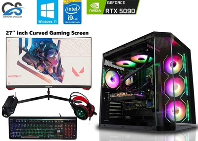 Gaming PC Bundle i9-14900KF RTX 5090 64GB DDR5 2TB SSD Win11  27" Curved RGB - Image 1 of 4