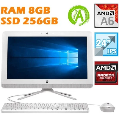Pc Computer Aio All In One Hp 24" Full Hd Amd A6 8gb 256gb Smartw Ricondizionato - Immagine 1 di 3