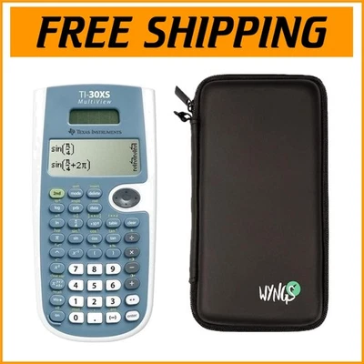 Solar & Battery-Powered TI 30 XS Calculator with Durable Black Protective Case - Image 1 of 4