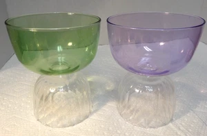 Cocktail Glass or Dessert Bowl-Purple & Green Set of 2 - Picture 1 of 8