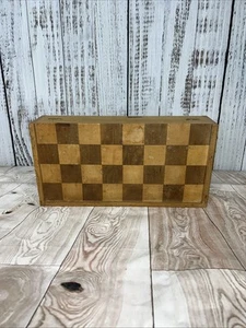 Vintage Carved Wooden Chess 30 Pieces Germany Dovetail Wood Box - Picture 1 of 8