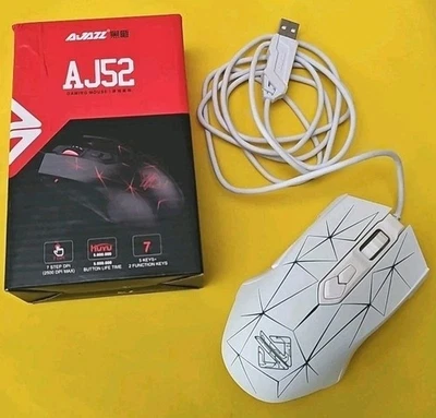 AJ52 Gaming Mouse White AJAZZ 5 Keys 2 Function Keys 7 Step DPI - Image 1 of 4