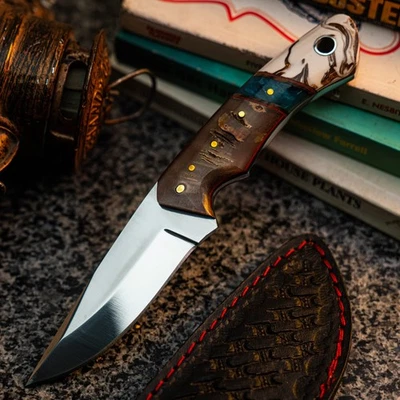 Cuchillo táctico Wild Blade 7,10" Full Tang hecho a mano hoja de acero/damasco + funda Foto 1 de 4