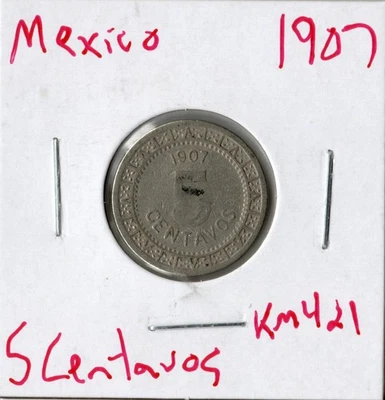 Coin Mexico 5 Centavos 1907 KM421 - Image 1 of 2