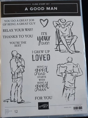 Stampin’ Up! A GOOD MAN (12) Stamps Set-New/Retired-Phrases/It's Your Day+++ - Imagem 1 de 3