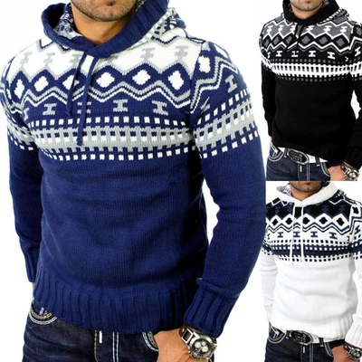 Reslad Herren Grobstrick Pullover Norweger Winter Pulli Kapuzenpullover RS-3013 - Bild 1 von 4
