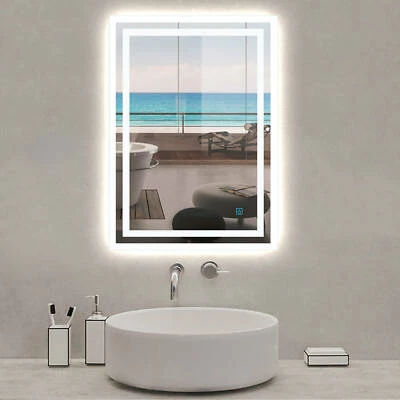 SHOWERENCLOSURE Illuminated Bathroom Mirror with LED Lights Anti-fog Touch Control Wall Mount