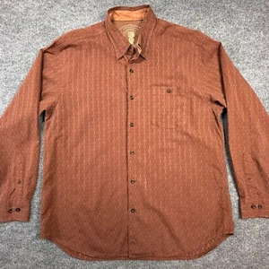 Tommy Bahama Brown Button Down Silk Blend Geometrical Pattern Size XL - Picture 1 of 10
