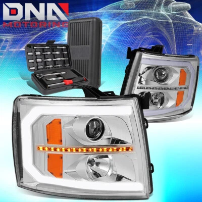 FARÓIS + FERRAMENTAS PROJETOR LATERAL ÂMBAR CROMADO SEQUENCIAL SILVERADO 2007-2014 - Imagem 1 de 4