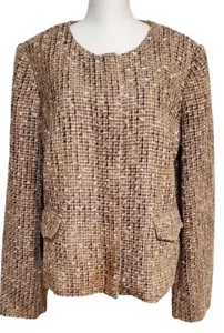 Talbots 16 Boucle Tweed Sparkle Metallic Zip Jacket NWT - Picture 1 of 5