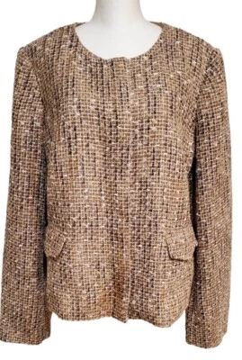 Talbots 16 Boucle Tweed Sparkle Metallic Zip Jacket NWT - Image 1 of 4