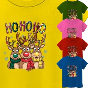 Kid's Happy Christmas Animal Lover Short Sleeev T-Shirt USA New Gift Tee S-3XL - Picture 1 of 14