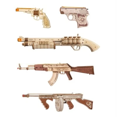 ROKR 3D DIY Wooden Puzzle Pistol Mechanical Gun Model Toy Boy Teens Xmas Gifts - image 1 of 4