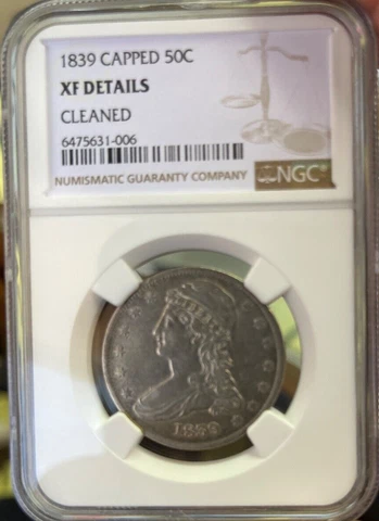 1839 REEDED EDGE CAPPED BUST HALF NGC XF Detail Cover
