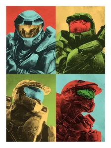 Halo Militär Science Fiction Spiel Der spartanische Spieler Pop Art Lithographie Druck - Bild 1 von 1