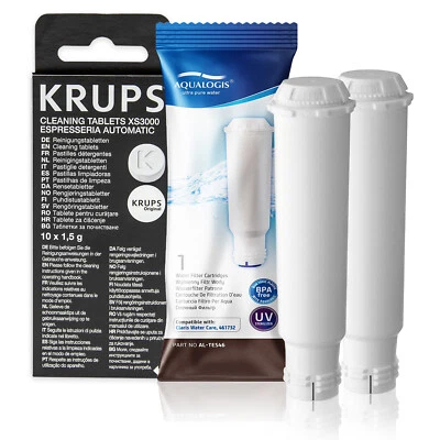 2x Water Filter For Krups F088 + Genuine Cleaning Tablets Krups XS3000 - Image 1 of 4