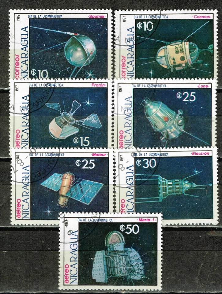 Nicaragua, Soviet Space Exploration History, 1987 set, 7v,  CTO - Image 1 of 1
