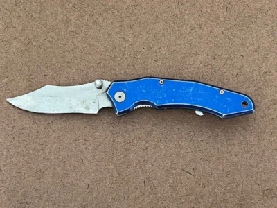 Navaja de bolsillo plegable de acero inoxidable MTech USA 440 EE. UU. Blue Linerlock - CONDICIÓN Foto 1 de 4