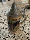 Vintage DBGM Western German Beer Stein With Pewter Lid Ceramic Rare Mug. for sale