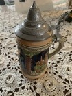 Vintage DBGM Western German Beer Stein With Pewter Lid Ceramic Rare Mug.