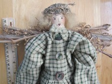 Primitive Folk Art Country Wall/Door Hanger 18" Doll with Vintage Look