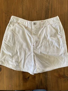 Women’s Size 8 Vintage LA Blues White Denim Jean Shorts Red Stitching - Picture 1 of 7
