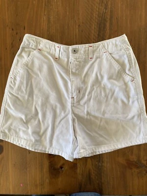 Women’s Size 8 Vintage LA Blues White Denim Jean Shorts Red Stitching - Image 1 of 4
