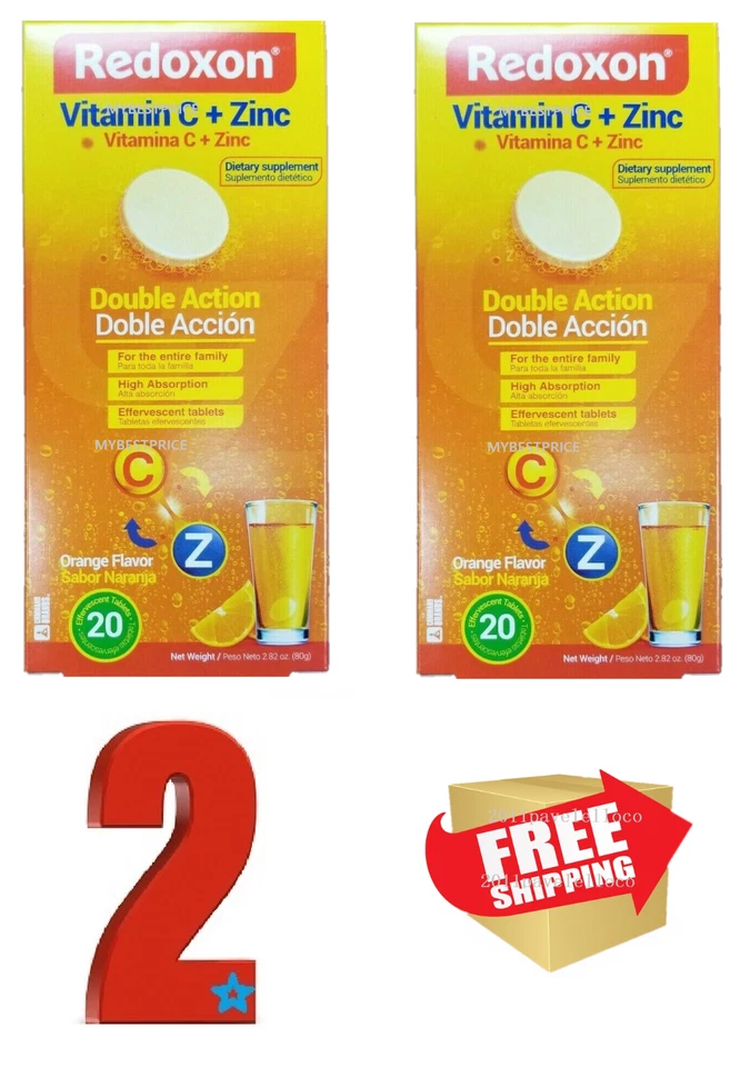 Redoxon Vitamina C 1000 Mg + Zinc, 20 Comprimidos, Naranja Doble Acción Foto 1 de 1